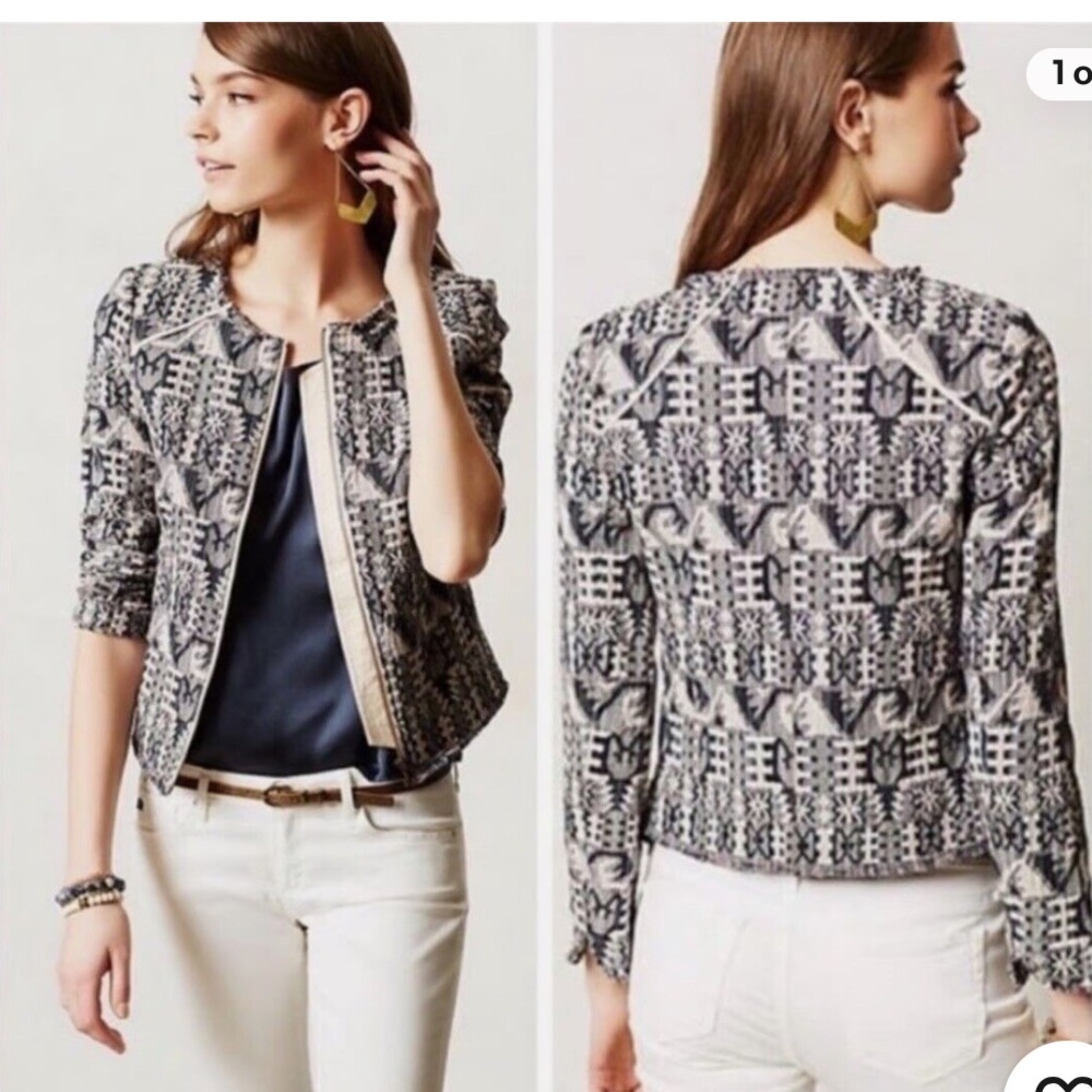 Anthropologie Black and White Bomber Jacket
